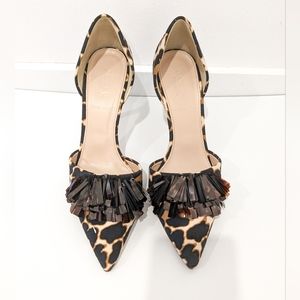 NEW J Crew Collection Leopard Fabric Sequin Heels - Size 7